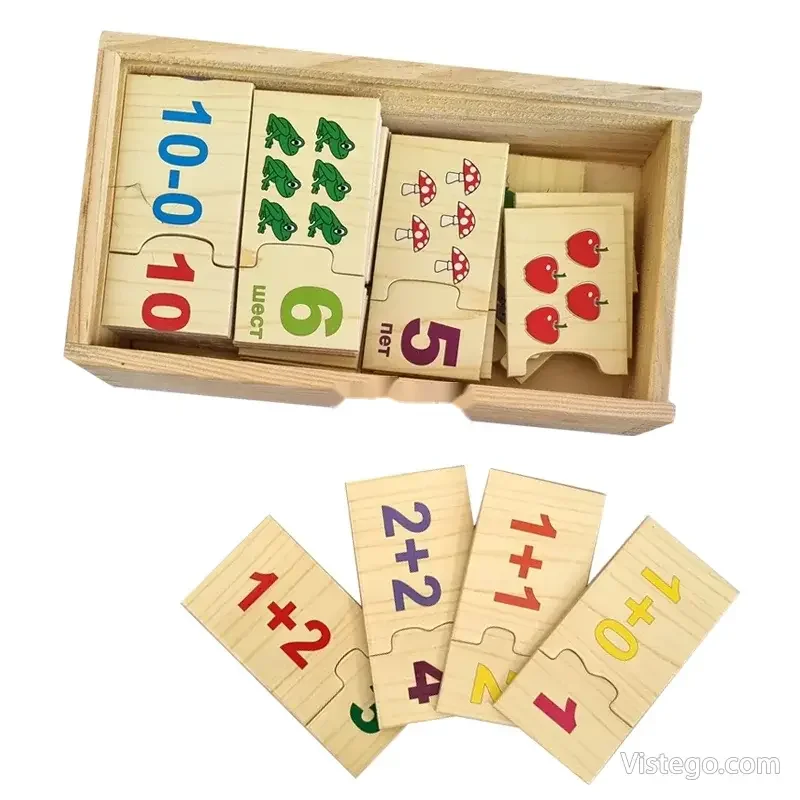 Дървен пъзел математика за игра и учене - 4