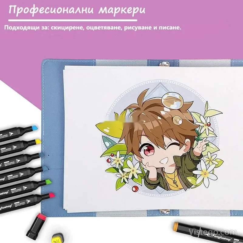 Двувърхи маркери в калъф Tongfu Shop - 8