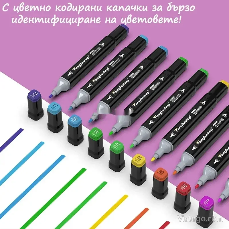Двувърхи маркери в калъф Tongfu Shop - 6
