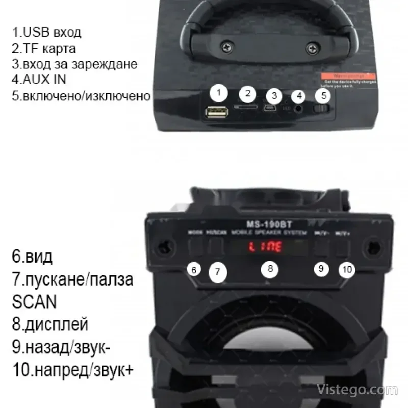 Преносима Bluetooth колонка за парти - MS-190BT - 2